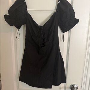 Blue Blush Black Puff Sleeve Romper